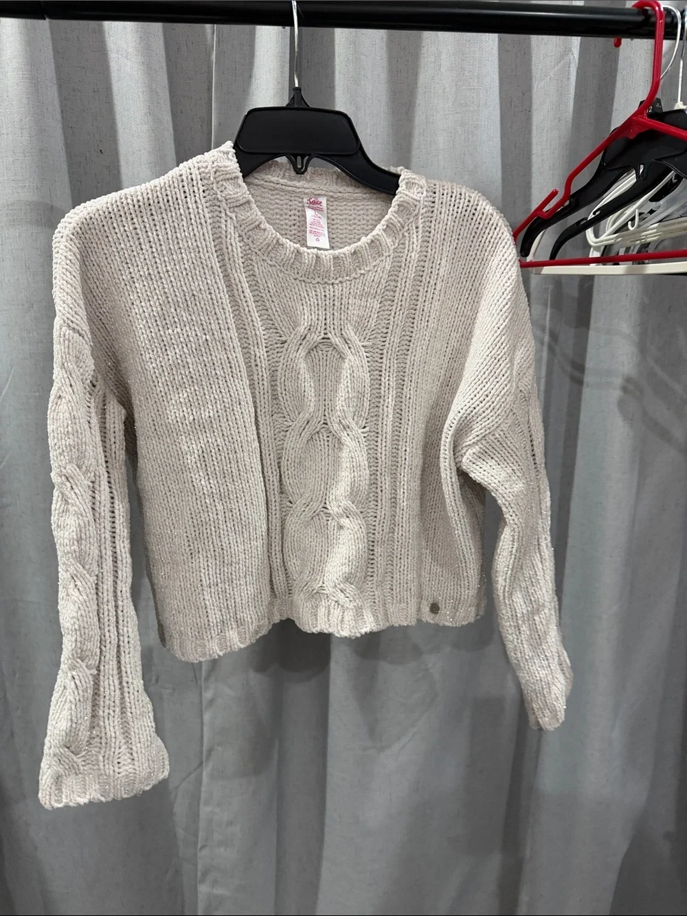 Justice Cream Cable-Knit Crewneck Sweater